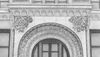 A graphite illustration of the top of the archway at the door of 50 W 4th St, an NYU building near the entrance of Washington Square Park