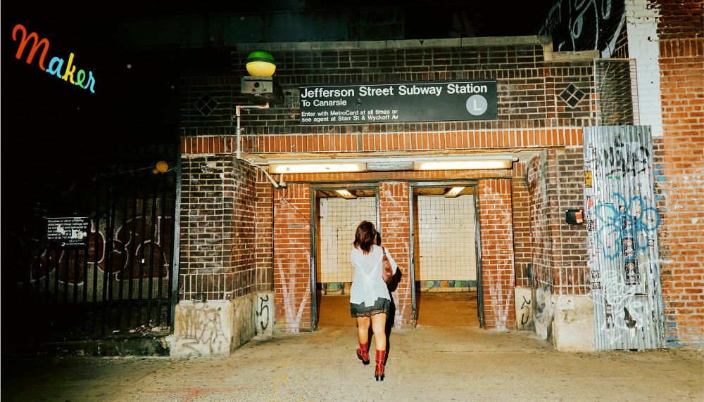A woman enters Jefferson Street Subway Station