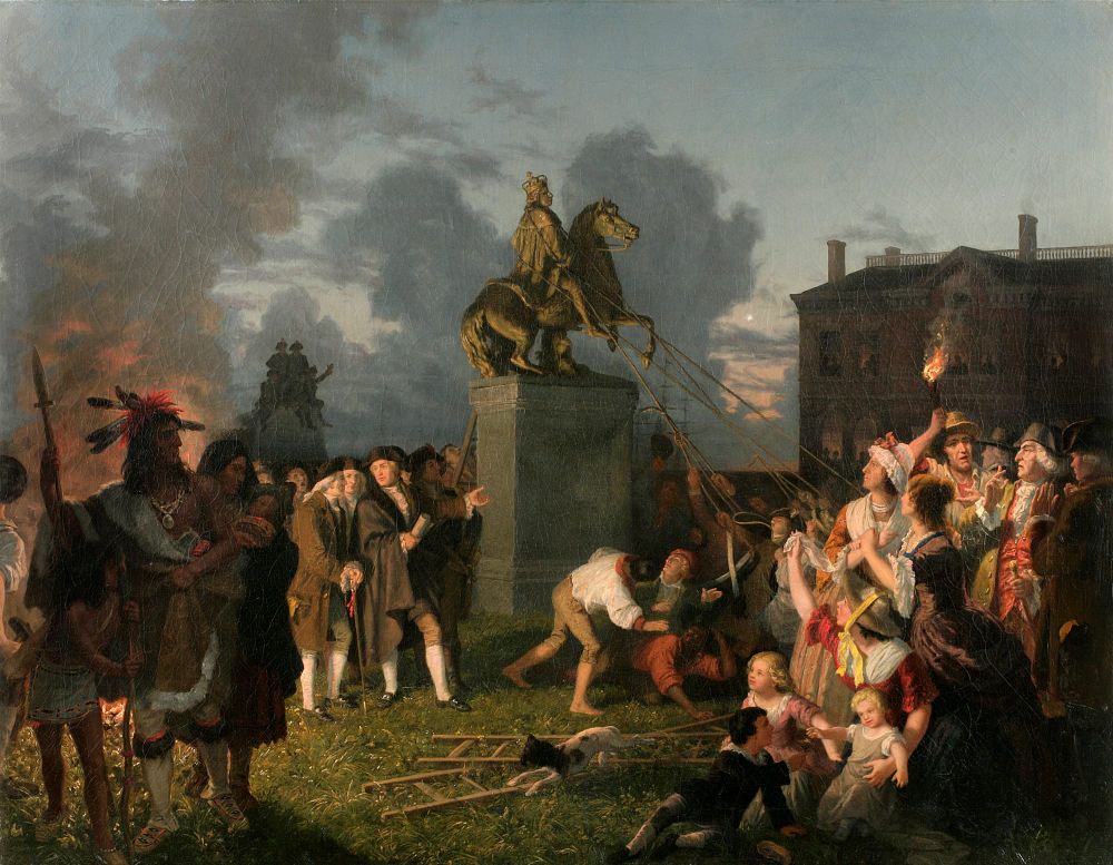 Johannes Adam Simon Oertel, Pulling Down the Statue of King George III, 1852-1853. The New York Historical.