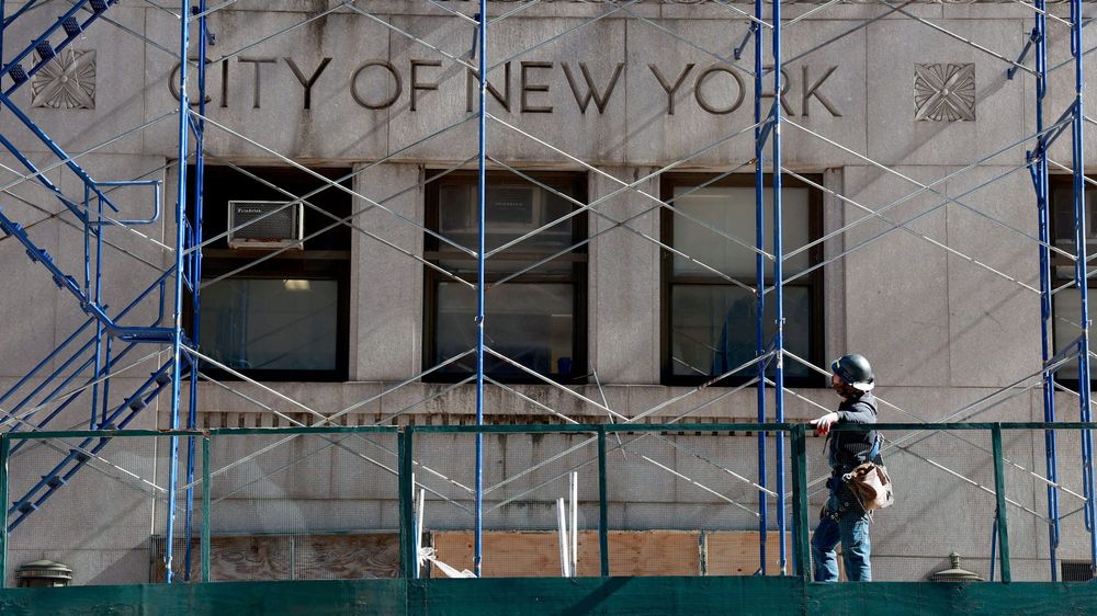 Scaffolding on the New York City Municipal Build