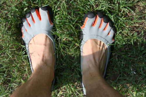 Out in the grass wearing my Vibram Five Fingers