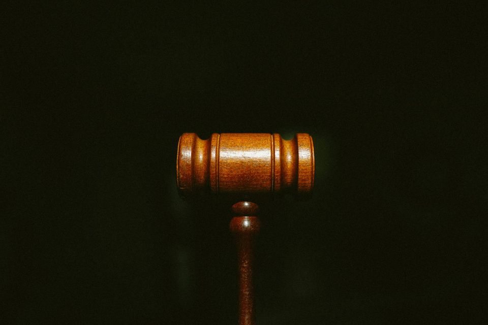 gavel on black background