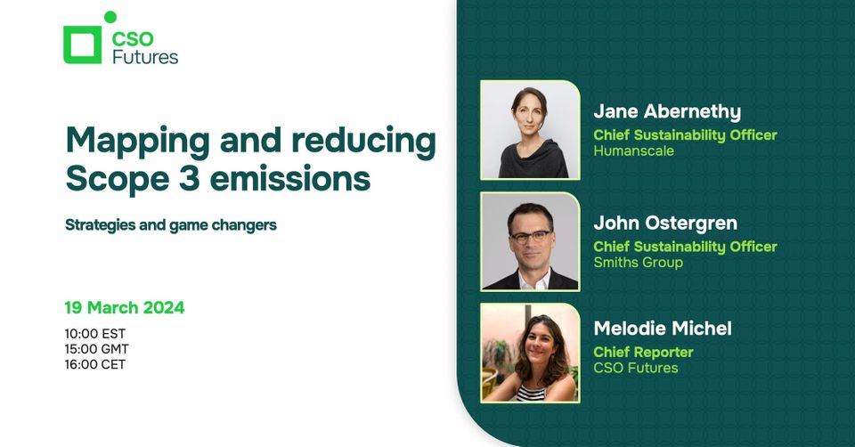 Webinar with Chief Sustainability Officers discussing strategies to reduce Scope 3 emissions