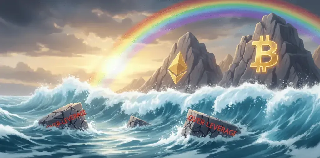 Digital sunrise over crypto charts rising again, representing Bitcoin and Ethereum’s rapid rebound after the October crash.