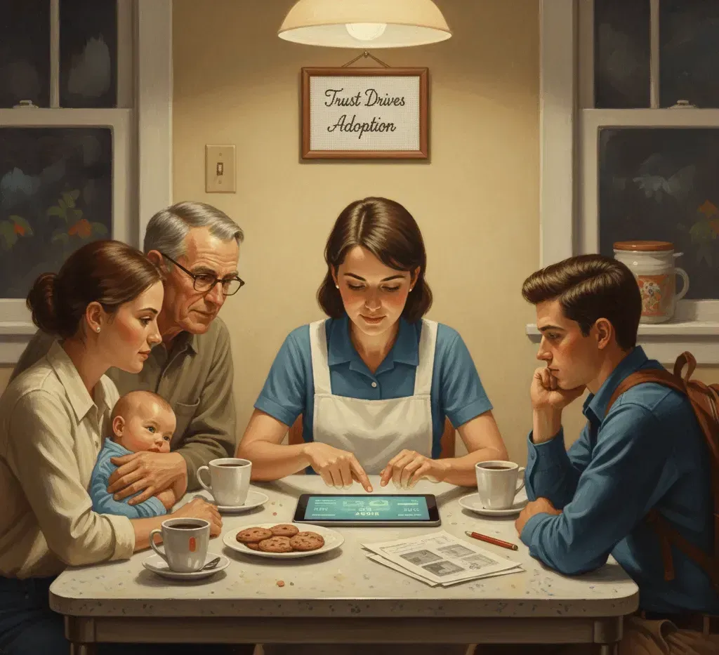 Small-group discussion around a Web3 dashboard — symbolizing how micro KOLs build authentic community trust in crypto marketing.