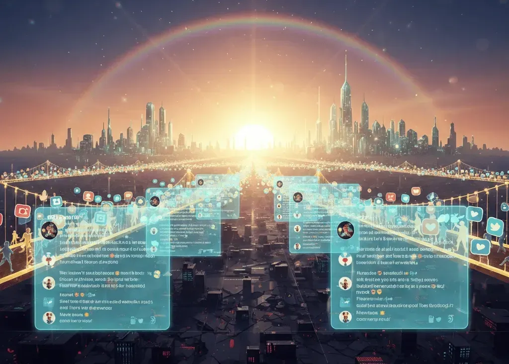 A slate of tweet thread over an optimistic lalndscape of crypto OZ representing the opportunities that abound in Web3 marketing after the recent crash