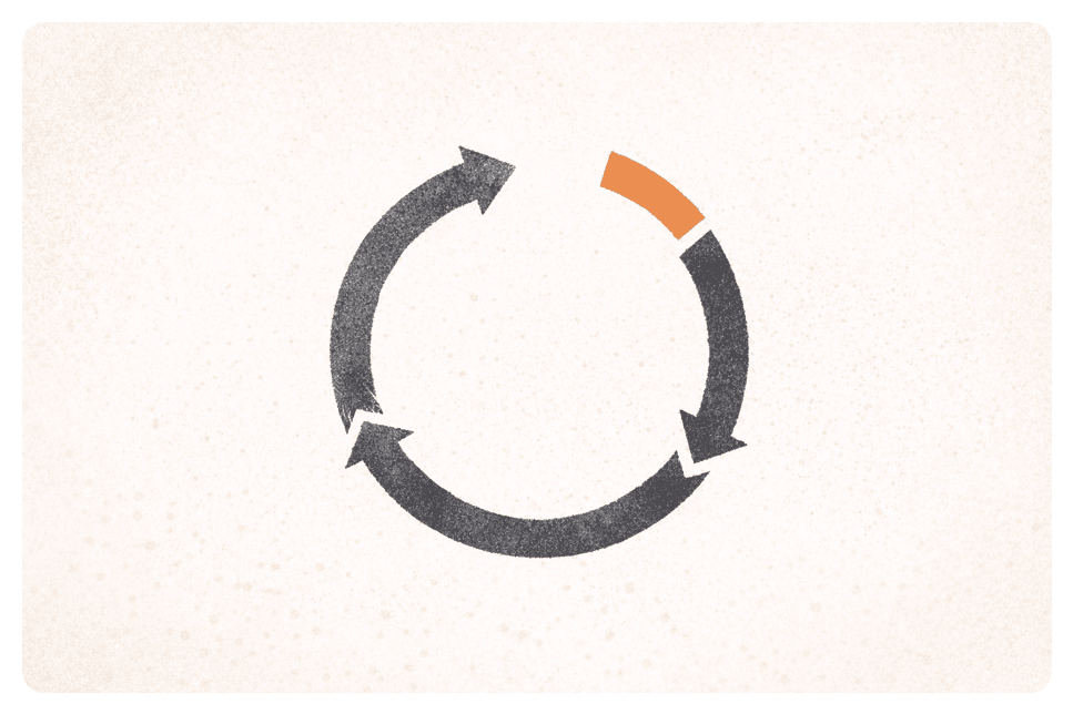Incomplete optimization loop representing ad platform learning phases that never stabilize with insufficient conversion data