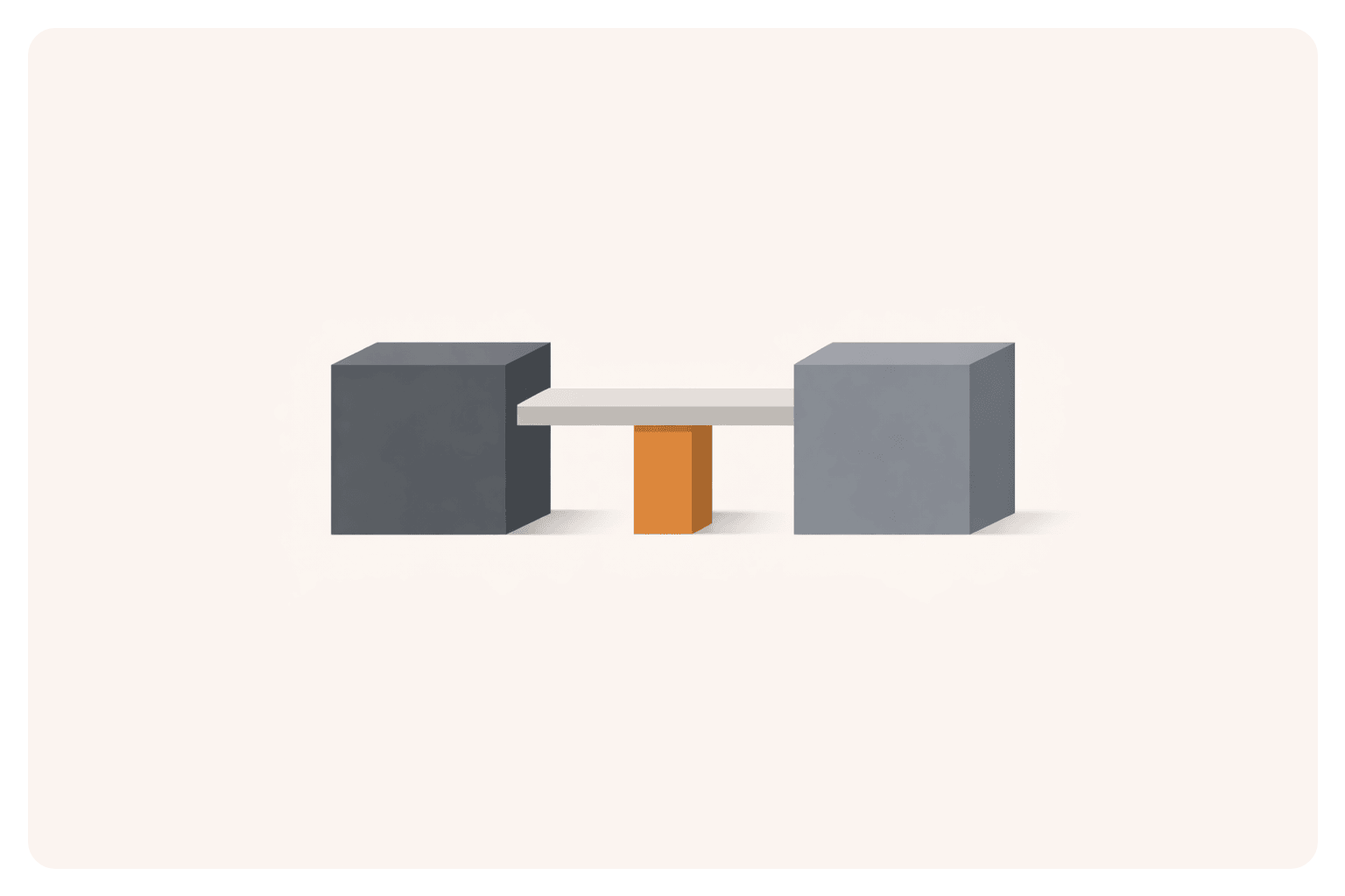 A balance beam with the orange of Lever as the crux that holds together the platform and agency model for KOL marketing.
