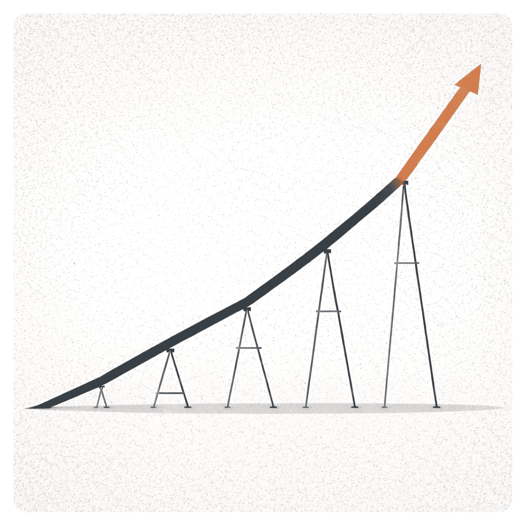 Illustration of steady, supported growth representing long-term Web3 KOL campaign performance.