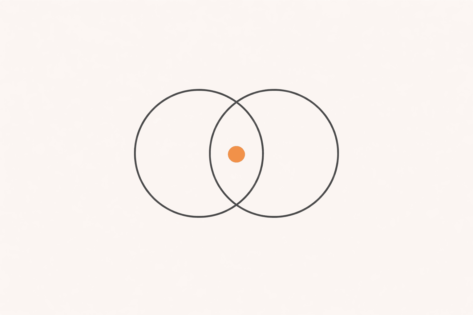 Two overlapping circles representing project and creator alignment with strategic intersection point, illustrating authentic KOL partnerships