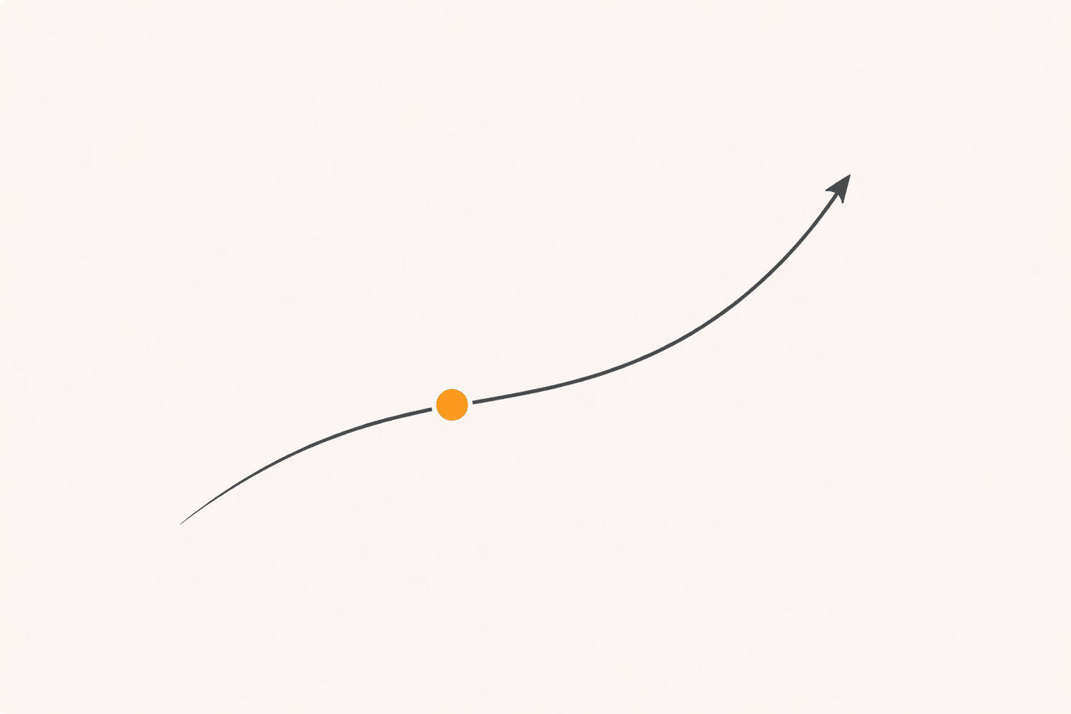 Upward growth trajectory with orange marker at strategic early position, showing advantage of building KOL relationships during downturns