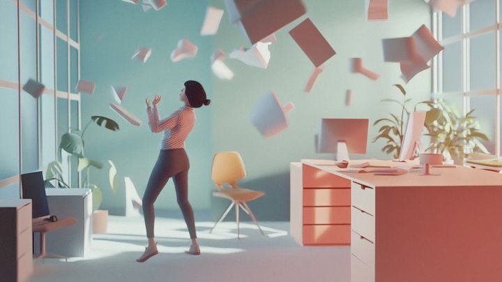 Image of an office with papers all over the place to show a need to focus and prioritise