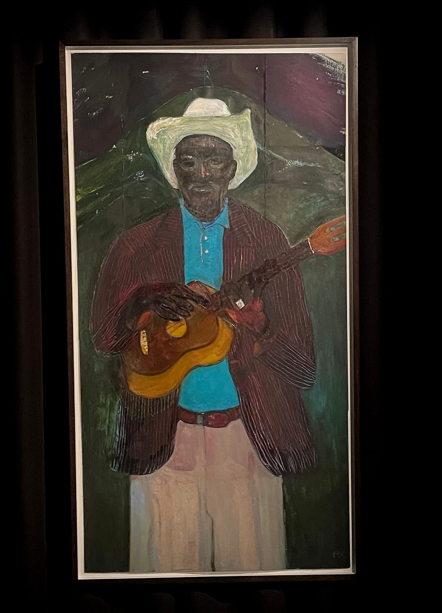 Peter Doig “I do not sing because I am happy. I sing the song because it is about happiness. Embah”, 2017 Oil on paper, vellum and board 56 x 29 inches 142 x 73.5 cm DOIZ 498