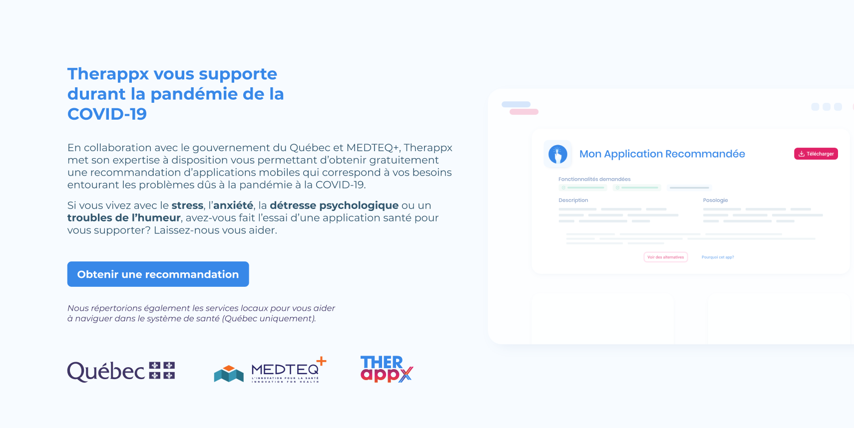 Pandémie à la COVID-19: Le ministère de l’Économie et de l’Innovation soutient le projet scientifique et technologique de TherAppX