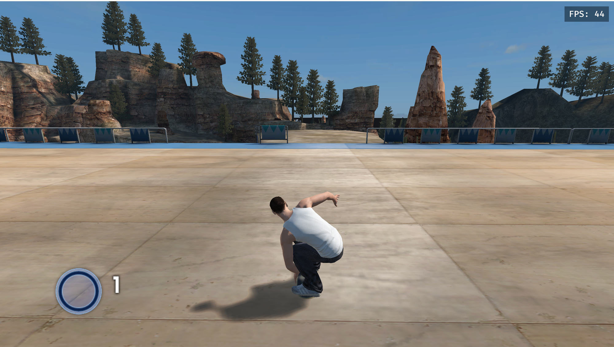 A skateboarder rides across a concrete plaza in the Skate 3 browser project.