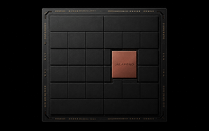 A small copper-red Jalapeño AI chip interrupts a much larger black accelerator grid, representing OpenAI challenging Nvidia in AI inference.