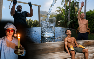 Collage showing five simple daily wellness habits, including pull-ups, hydration, morning movement, quality sleep, and post-workout recovery.