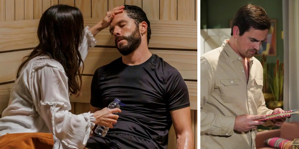 Marta envolve-se com Heitor na sauna e Rafael assiste à traição