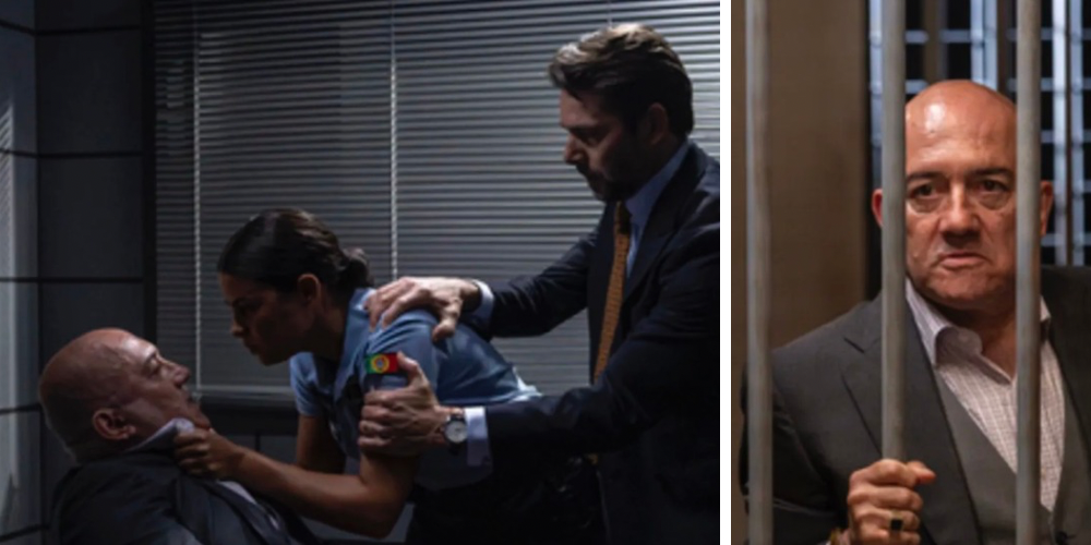 Alice e João detêm Manuel e a inspetora aponta-lhe uma arma