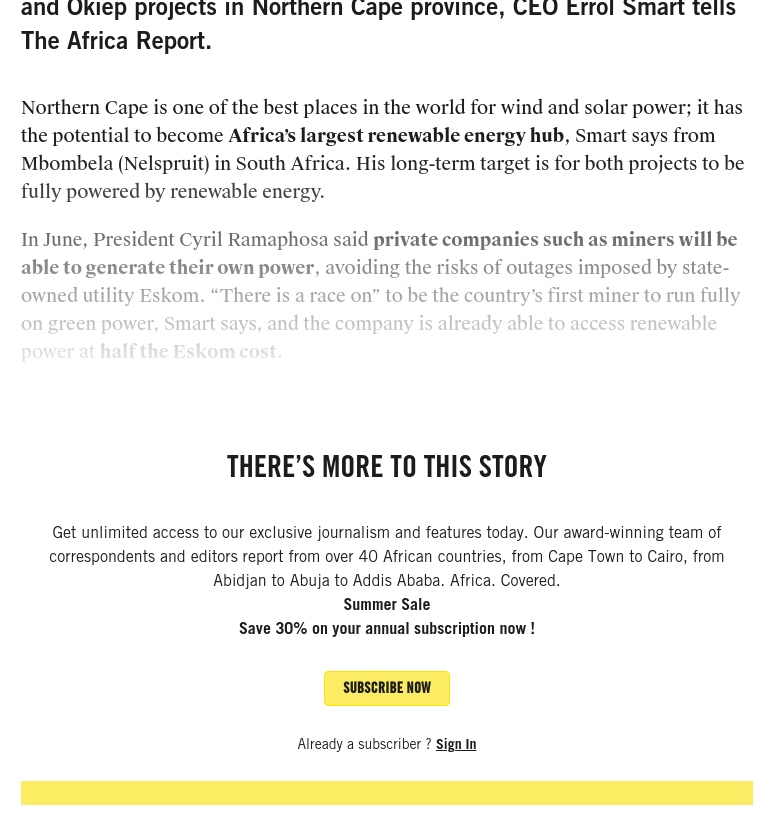 The Africa Report Success Story.