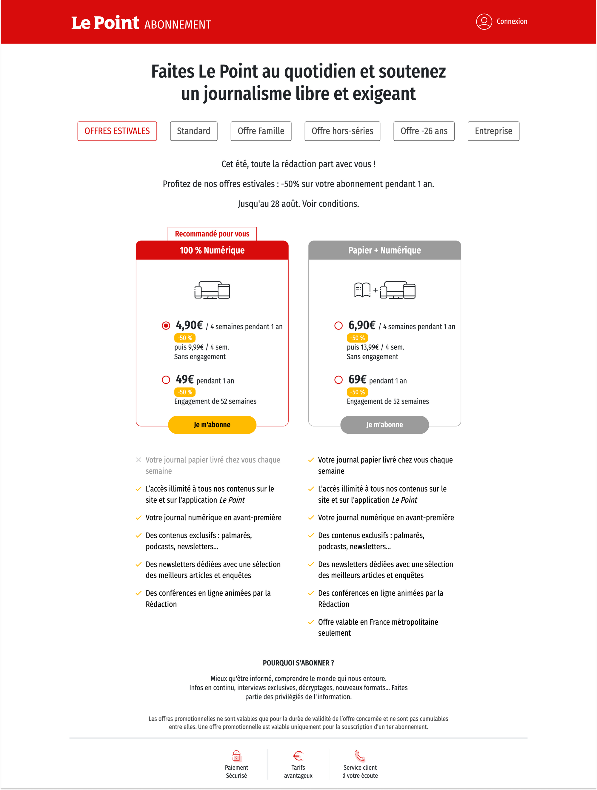 Décryptage des pages d’abonnement de média français