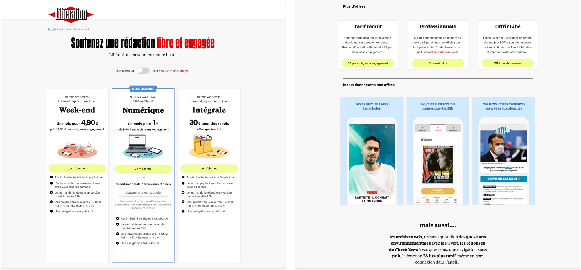 Décryptage des pages d’abonnement de média français