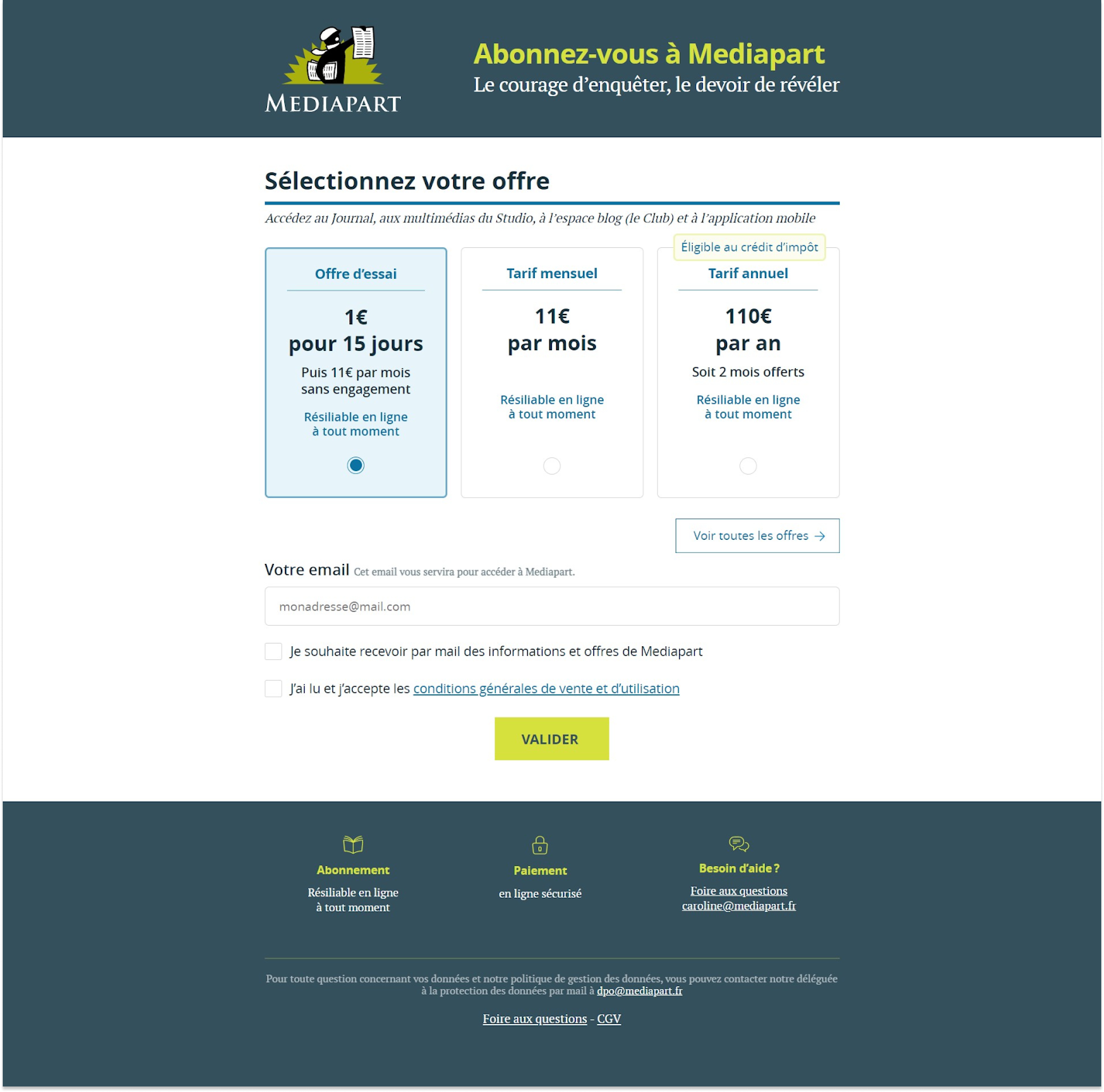 Décryptage des pages d’abonnement de média français