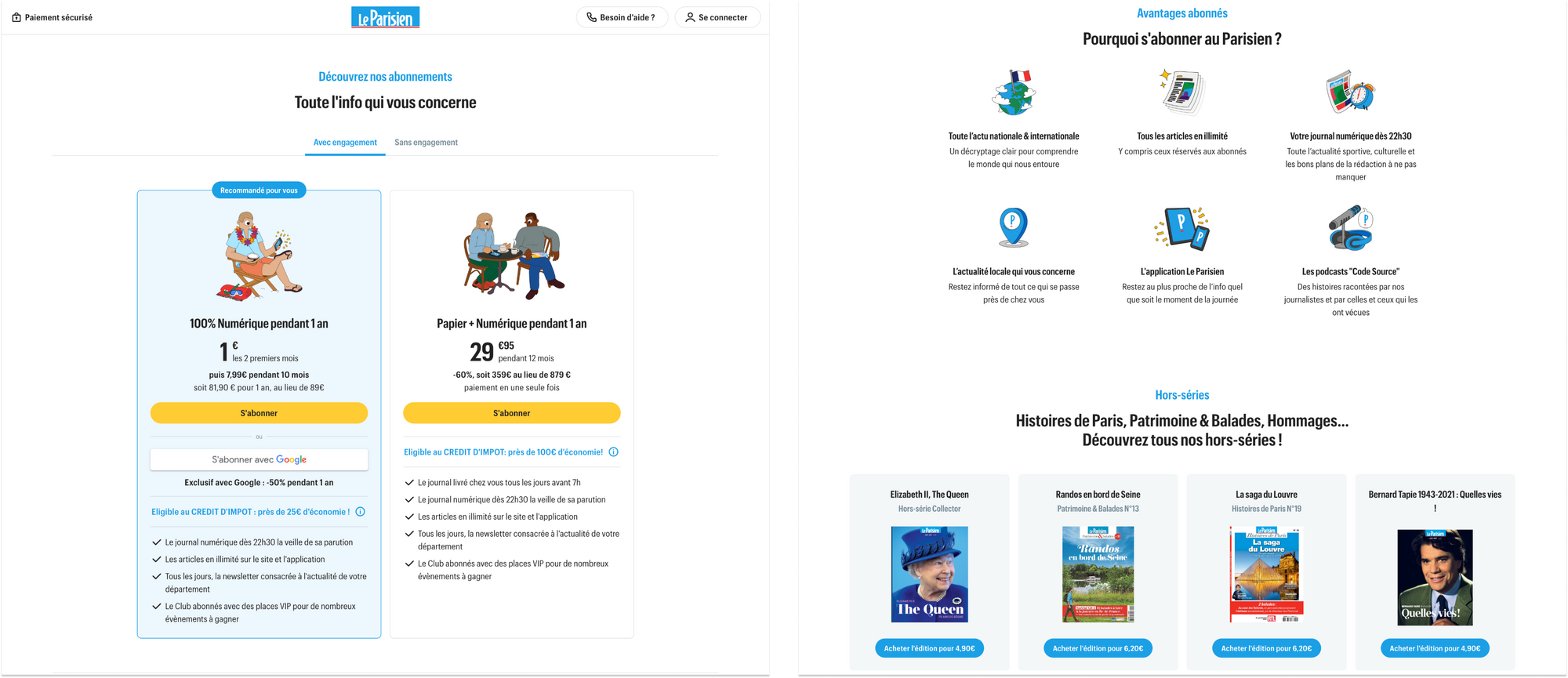 Décryptage des pages d’abonnement de média français