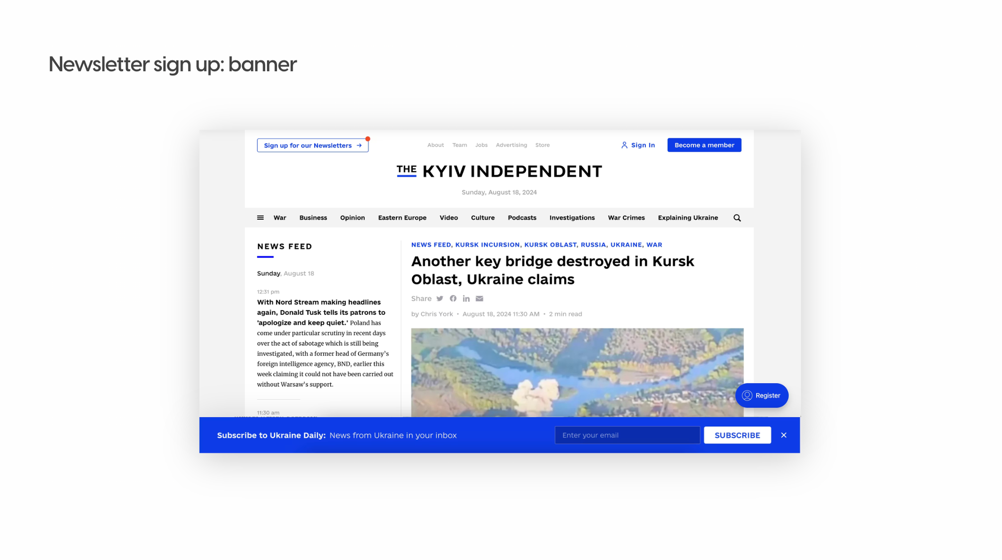 Poool used by The Kyiv Independent for a newsletter banner