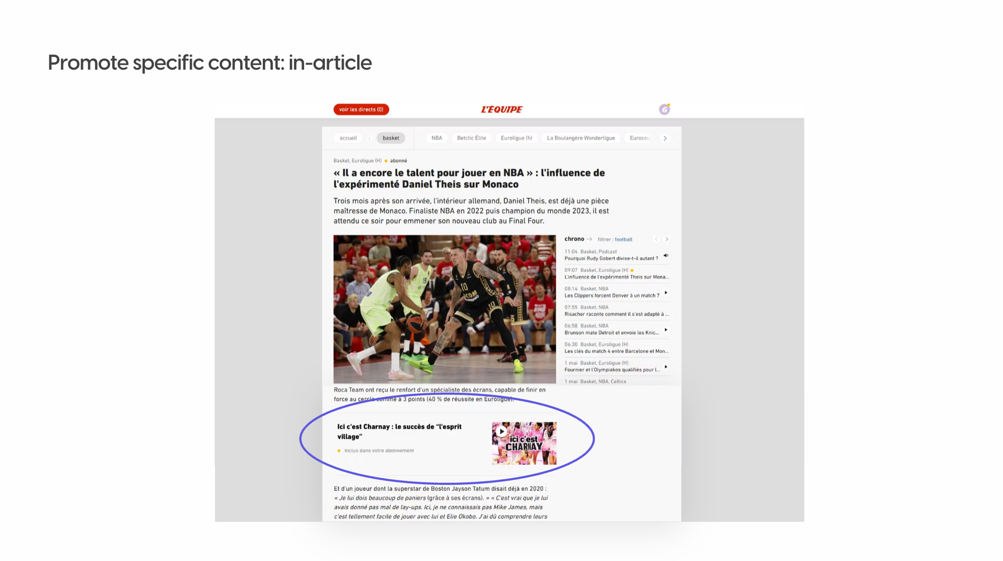 Promote specific content in-article, on L'ÉQUIPE