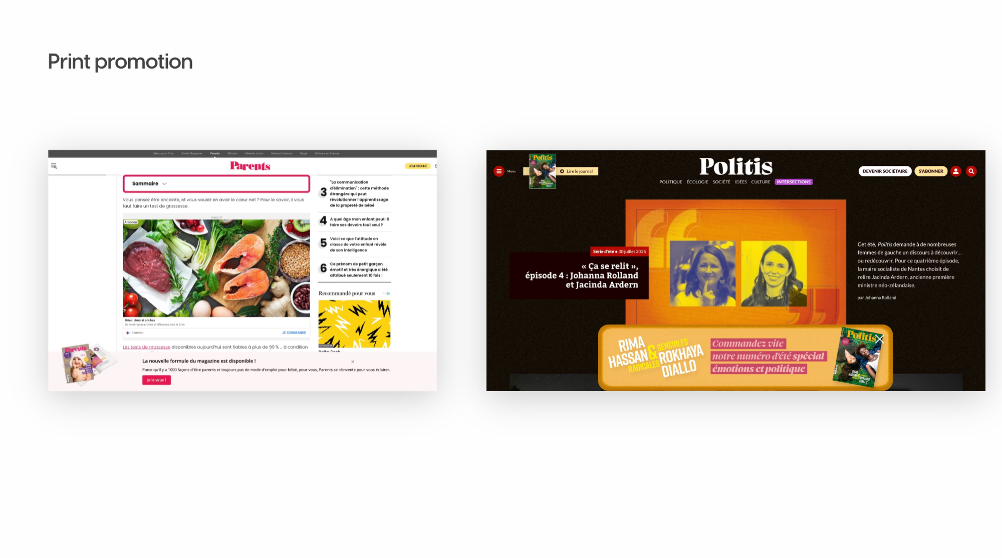 Promote a publisher's print edition on-site