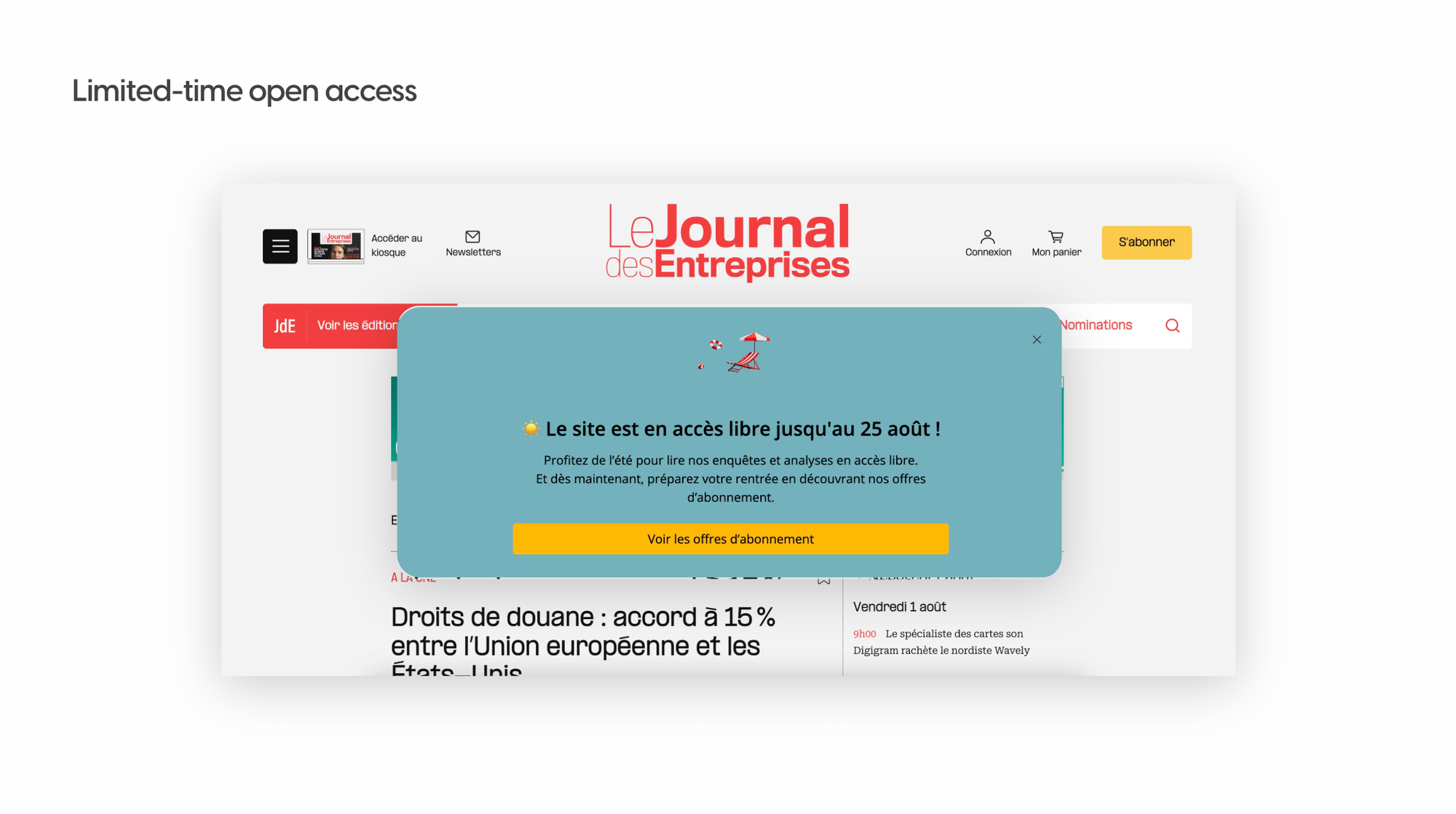 Open-access day on Le Journal des Entreprises