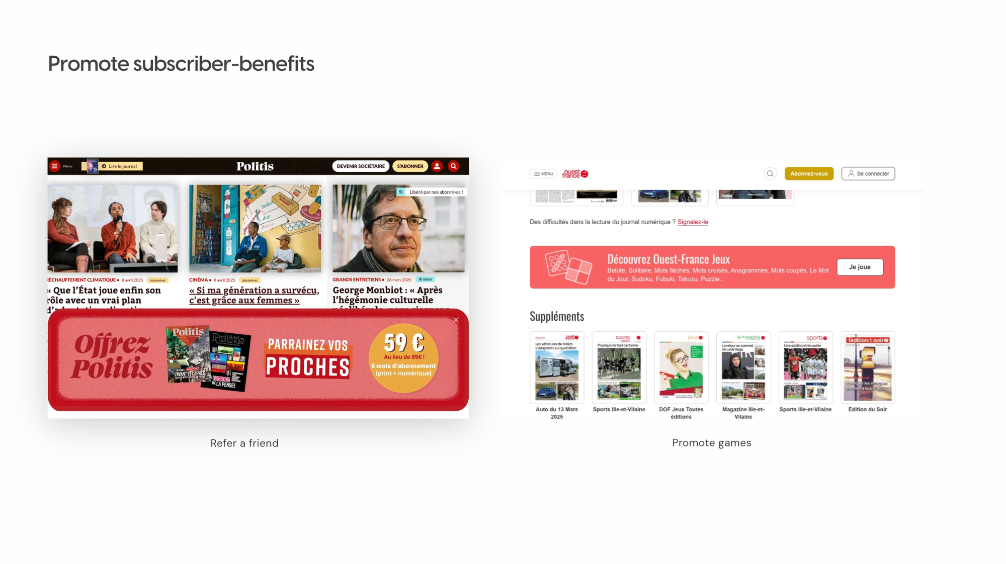 Promote subscriber-benefits with Poool: refer a friend or promote games