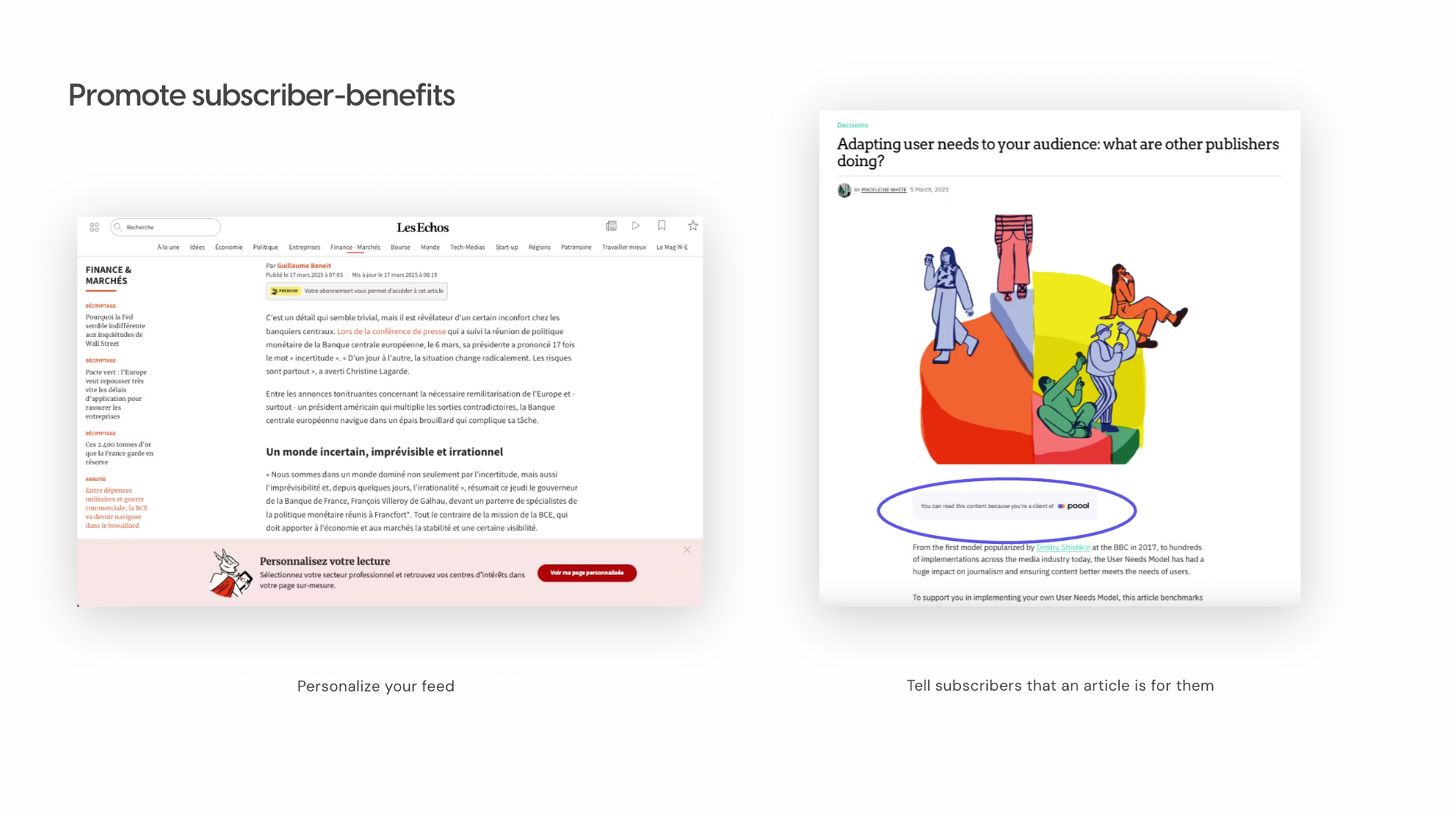 Promote subscriber-benefits with Poool: personalise your feed