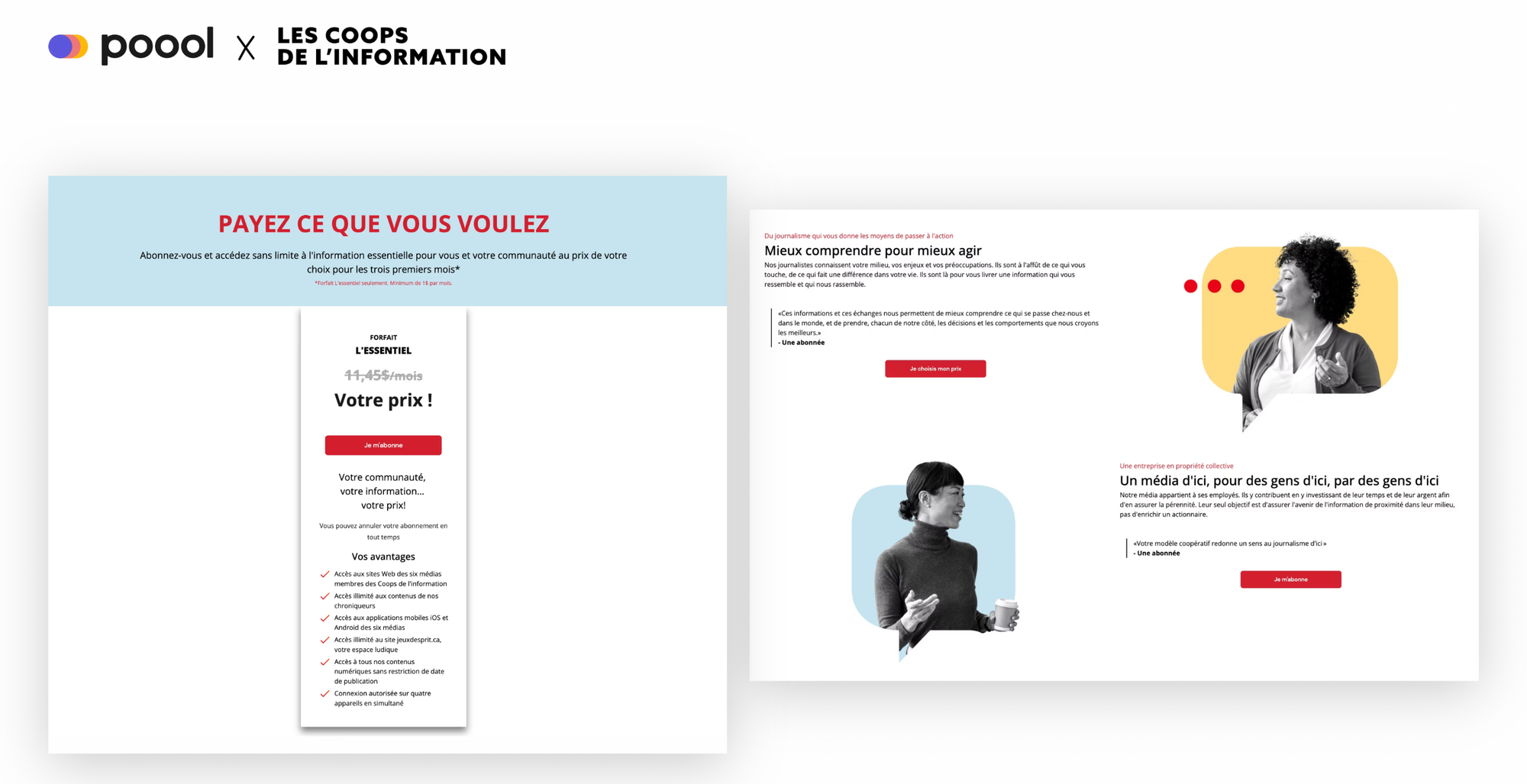 Les coops de l'information subscription offers page