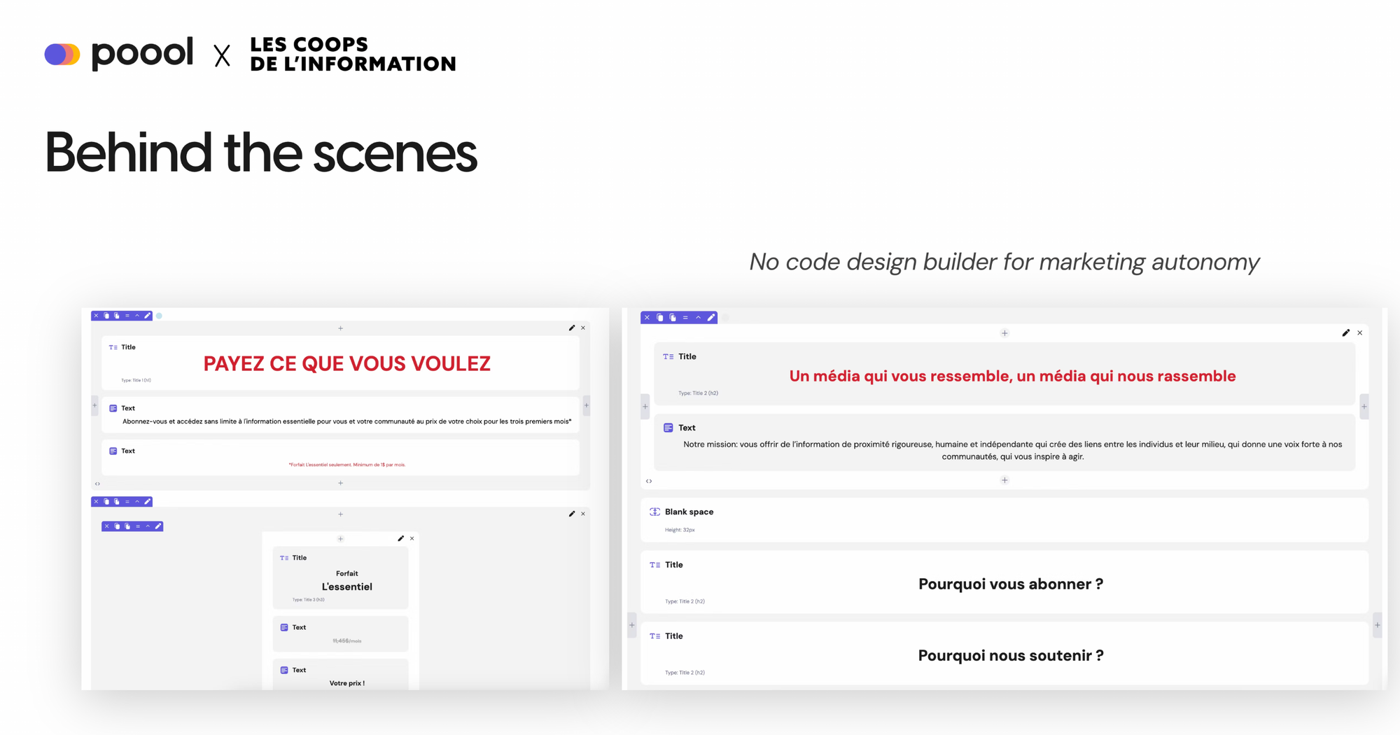 Les coops de l'information in the Poool Dashboard