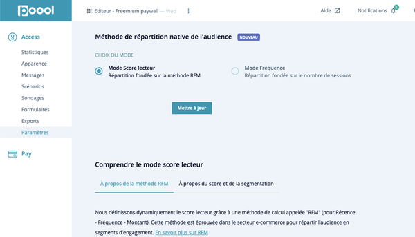 Choisir le Mode de Calcul du Score dans le Dashboard. 👥