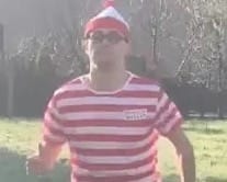 Runner attempts world record at London Marathon in Where's Wally costume