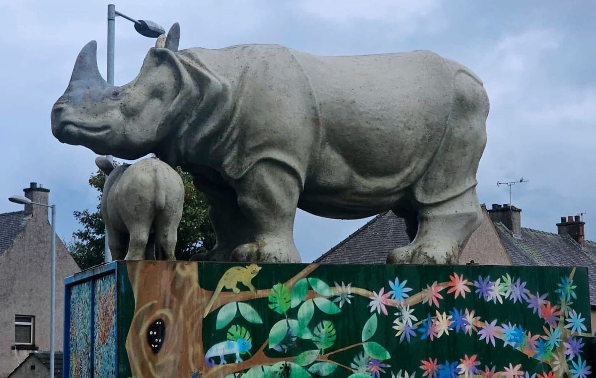 Dumfries Rhino Gets a Dazzling Dry Ice Makeover to Kick Off Town Clean-Up