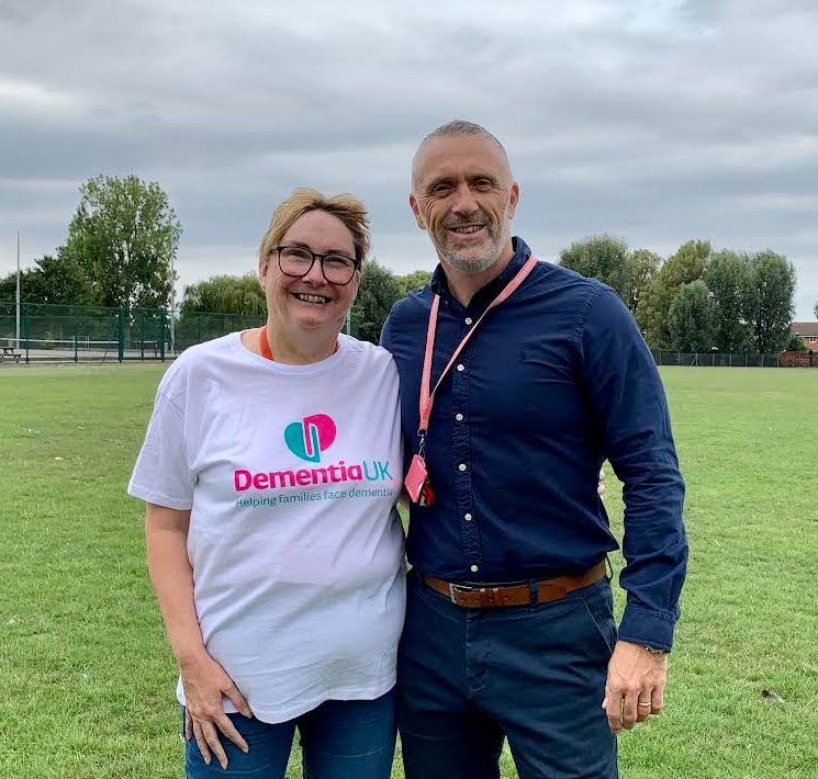 Dozens of school staff join with Sal to walk 30 miles for Dementia UK in memory of her mum