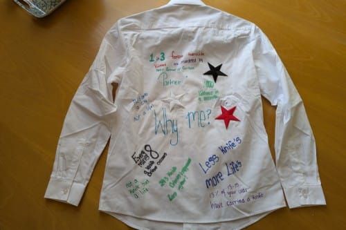 Young People Turn School Uniform into Compelling Anti-Knife Crime Art for Knife Crime Awareness Week