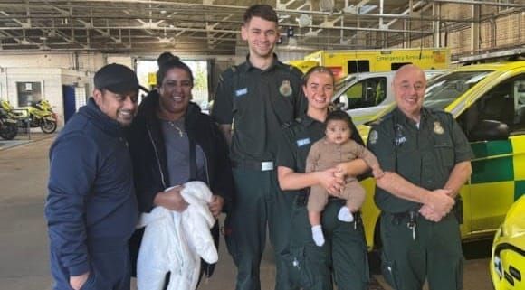 Dramatic Delivery to Joyful Reunion: Baby Luca Meets London Ambulance Service Crew