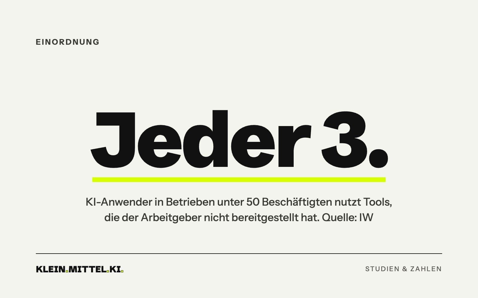 Titelgrafik: Jeder dritte KI-Anwender in Betrieben unter 50 Beschäftigten nutzt nicht bereitgestellte Tools (Quelle: IW)
