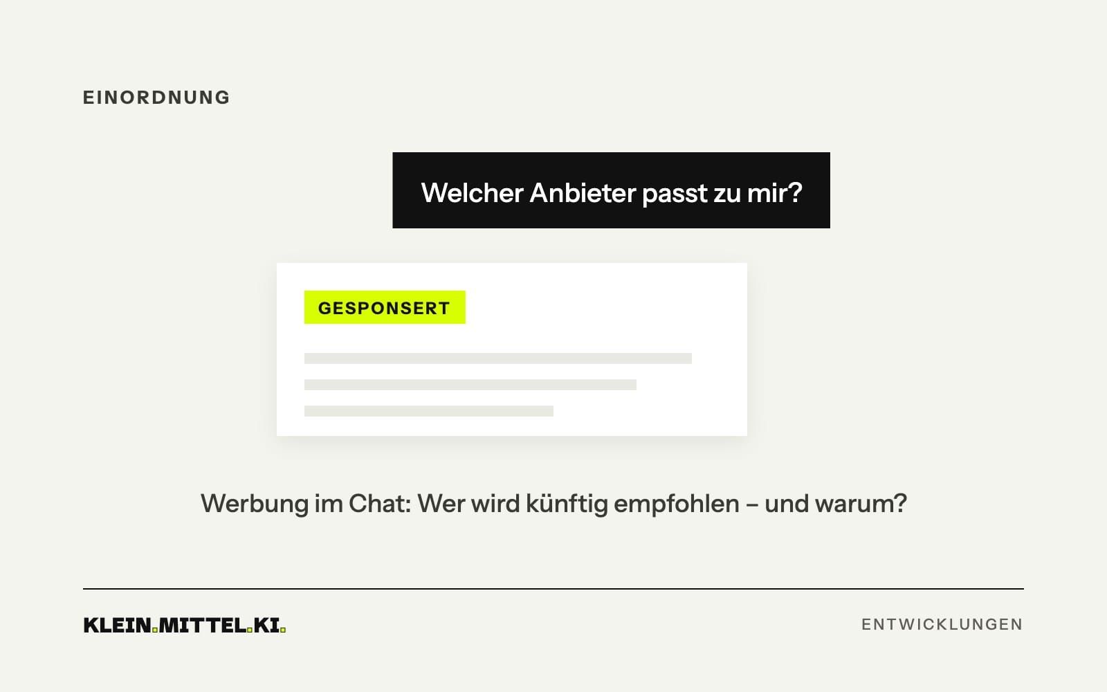 Illustration: KI-Chat mit einer als gesponsert markierten Antwort