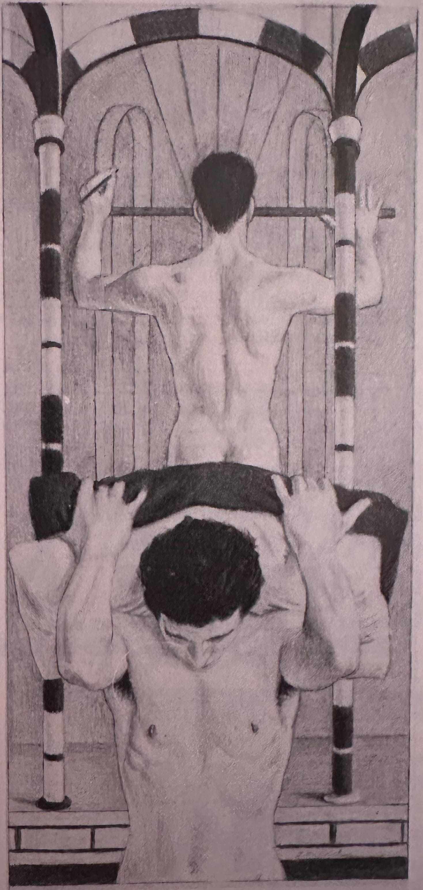 Jared French, "Division," 1964, tempera, 12" x 6"