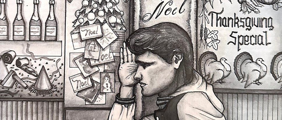 Art by Stephen Berger from the July 1983 issue of Christopher Street.