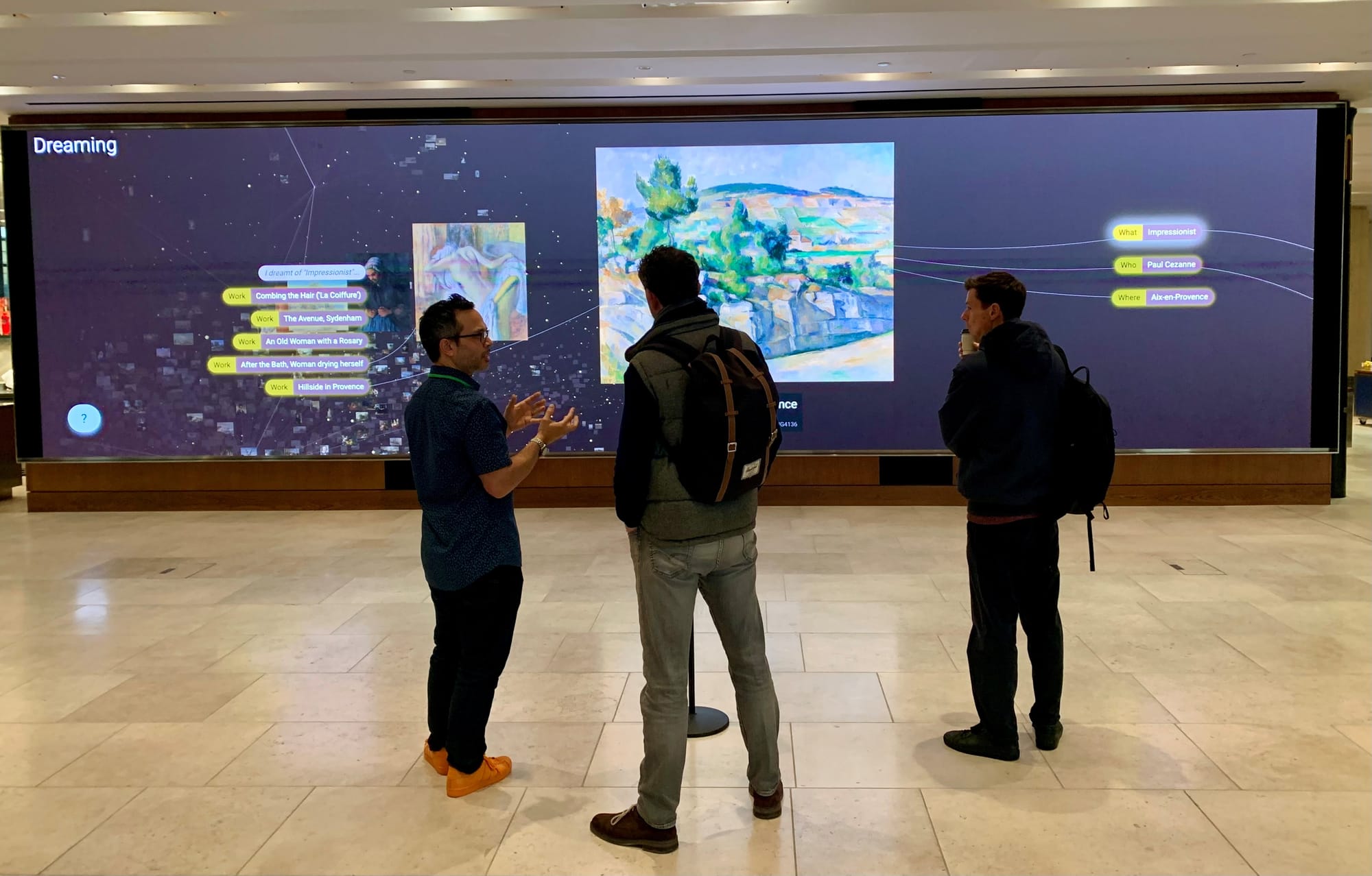 Large-screen display at the National Gallery, London.