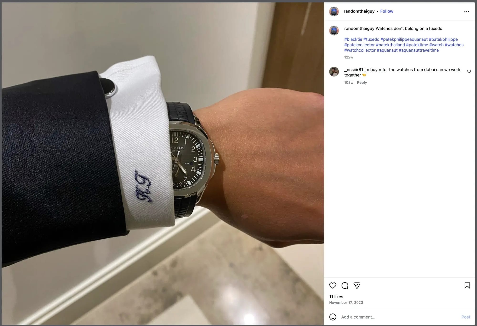 Luxury watch from Kant Tanyawong's collection