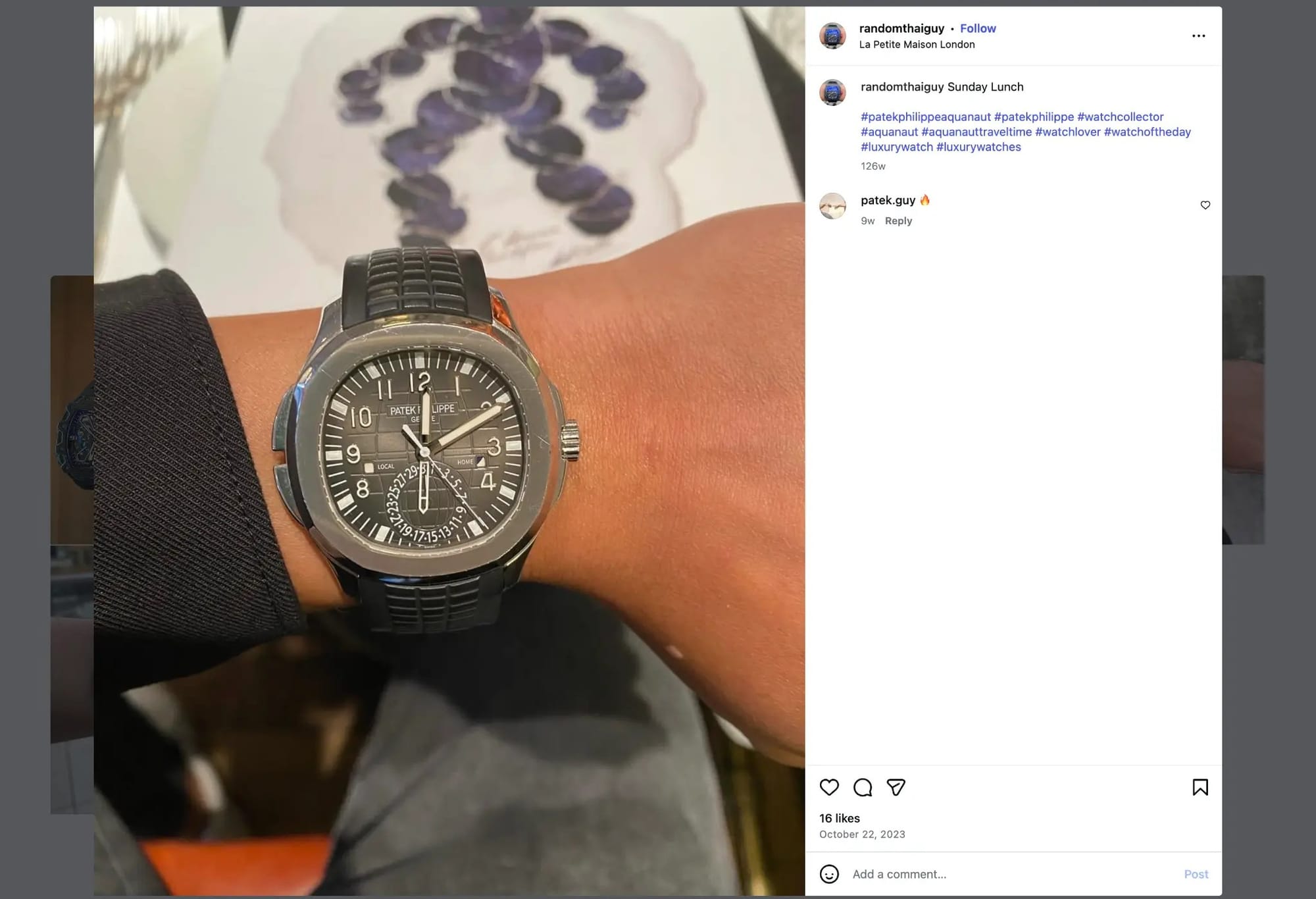 Luxury watch from Kant Tanyawong's collection