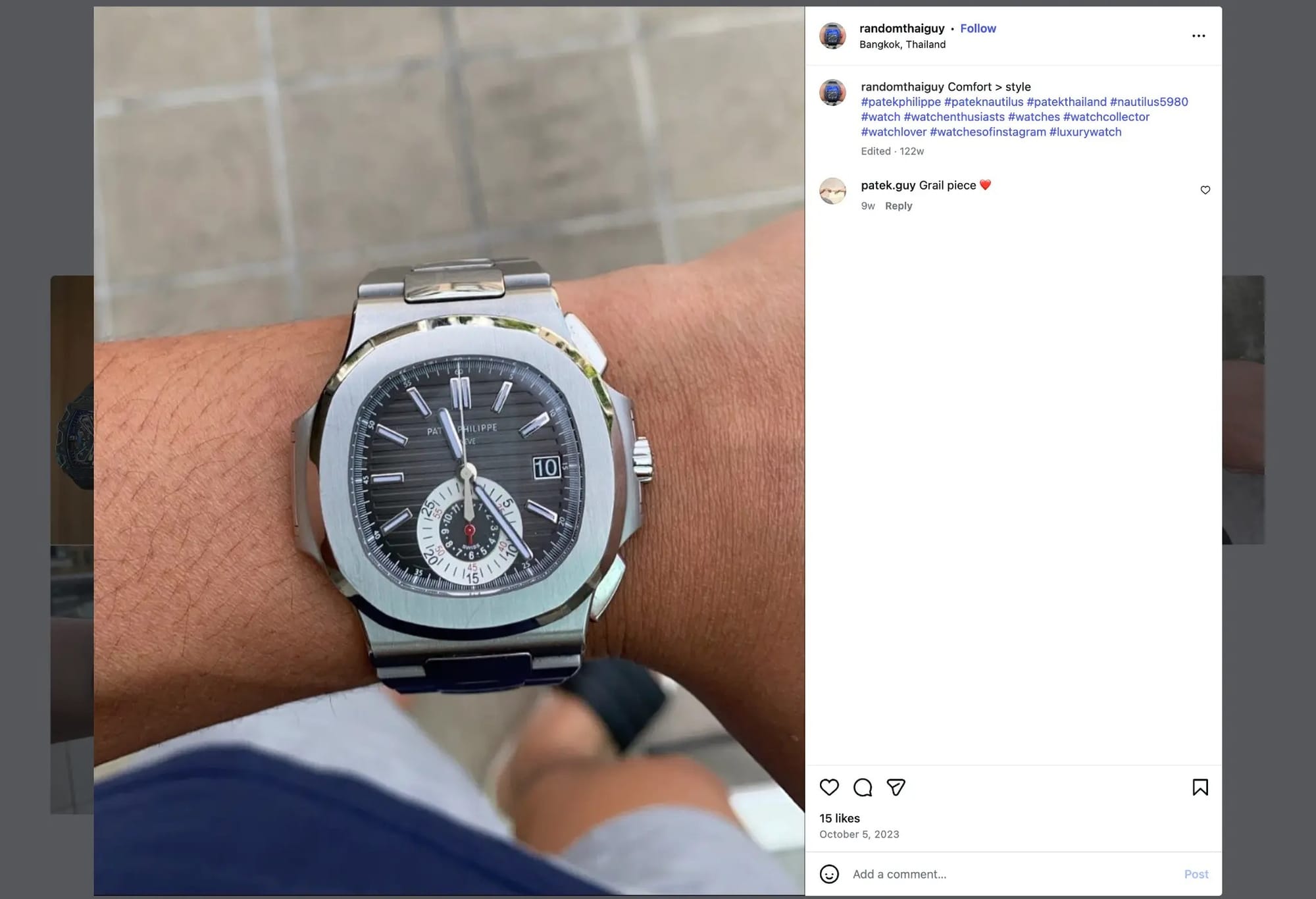 Luxury watch from Kant Tanyawong's collection